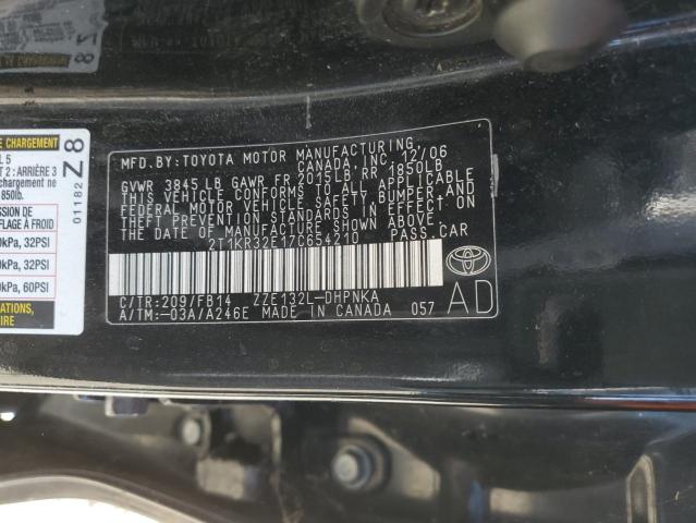 2T1KR32E17C654210 - 2007 TOYOTA COROLLA MA XR BLACK photo 13