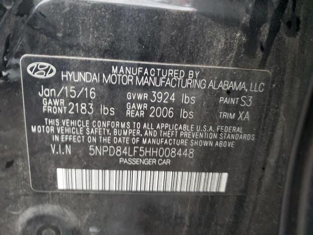 5NPD84LF5HH008448 - 2017 HYUNDAI ELANTRA SE BLACK photo 12