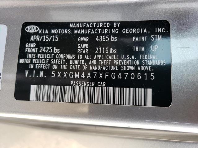 5XXGM4A7XFG470615 - 2015 KIA OPTIMA LX SILVER photo 13