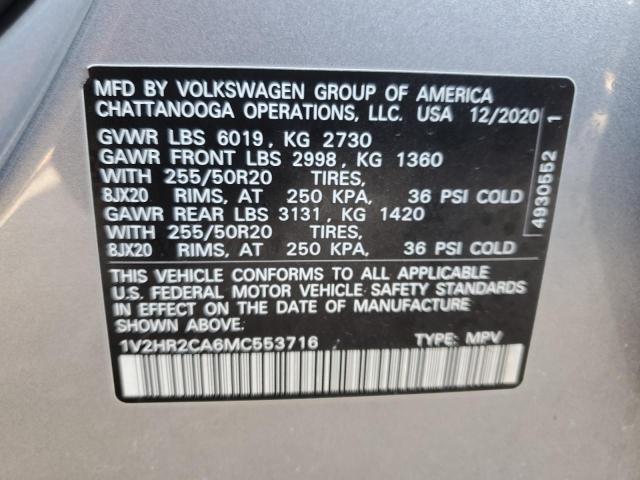 1V2HR2CA6MC553716 - 2021 VOLKSWAGEN ATLAS SE SILVER photo 13