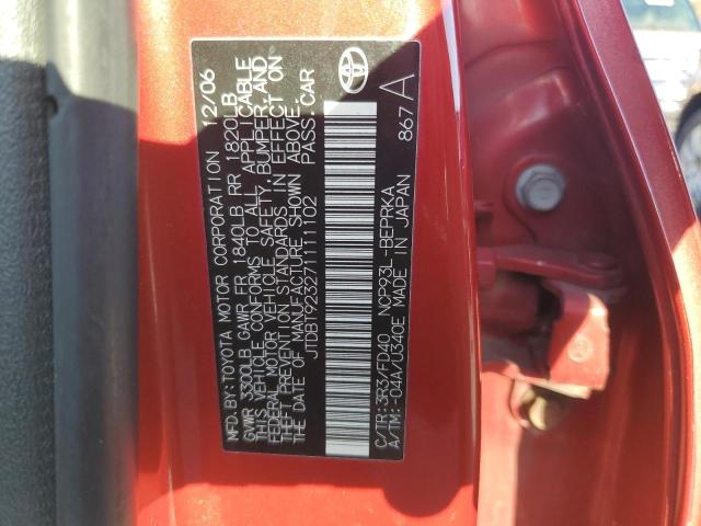 JTDBT923271111102 - 2007 TOYOTA YARIS RED photo 12