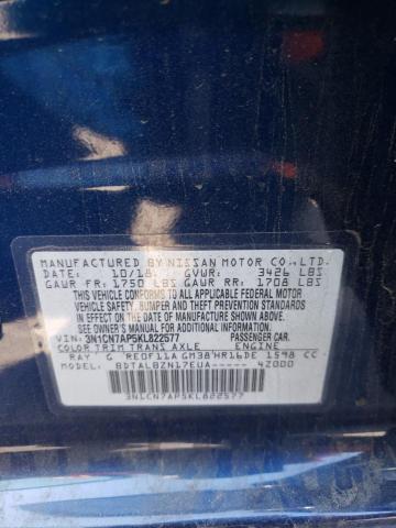 3N1CN7AP5KL822577 - 2019 NISSAN VERSA S BLUE photo 12