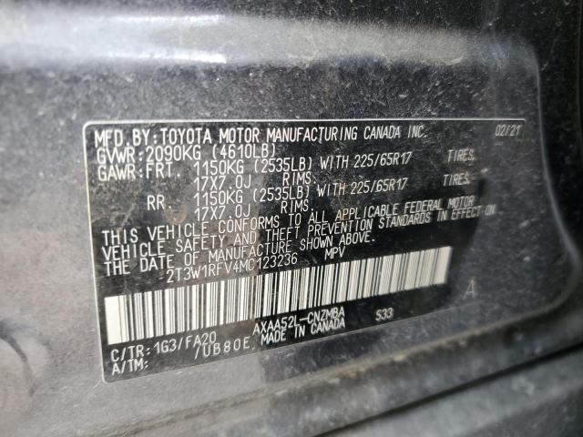 2T3W1RFV4MC123236 - 2021 TOYOTA RAV4 XLE GRAY photo 13