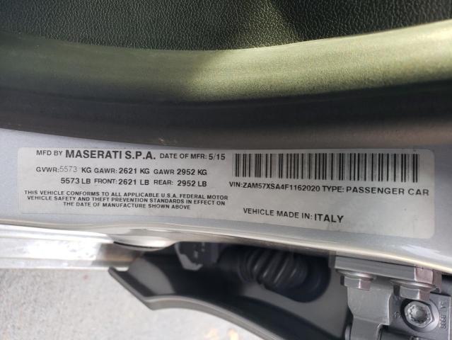 ZAM57XSA4F1162020 - 2015 MASERATI GHIBLI GRAY photo 12