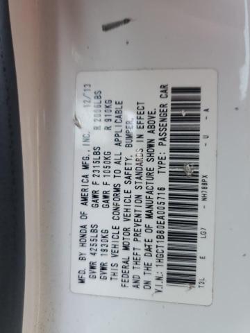 1HGCT1B80EA005716 - 2014 HONDA ACCORD EXL WHITE photo 12