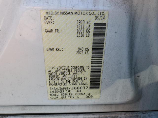 1N4AL3AP8EN388037 - 2014 NISSAN ALTIMA 2.5 WHITE photo 12