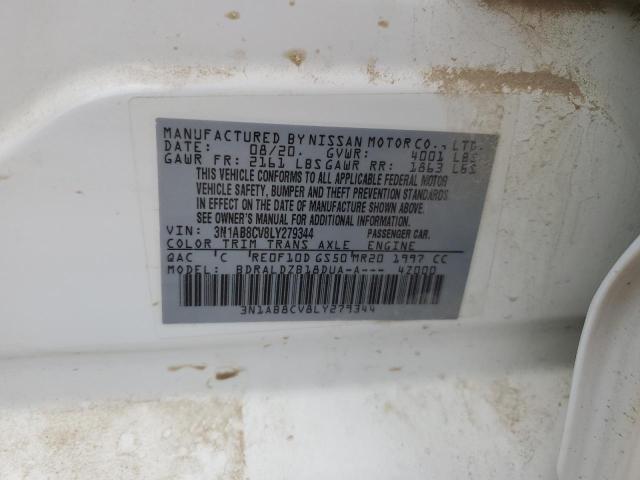 3N1AB8CV8LY279344 - 2020 NISSAN SENTRA SV WHITE photo 13