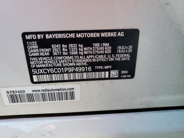 5UXCY6C01P9P49916 - 2023 BMW X6 XDRIVE40I WHITE photo 13