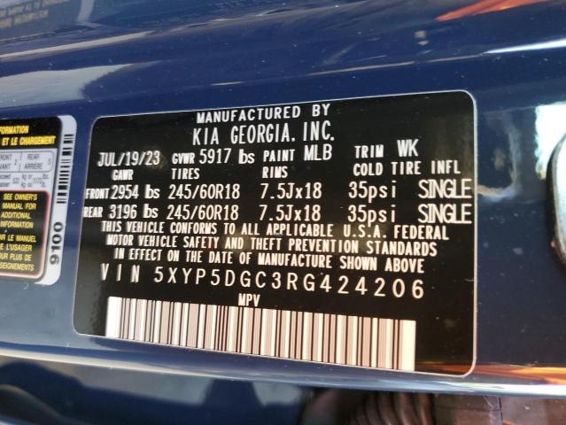 5XYP5DGC3RG424206 - 2024 KIA TELLURIDE SX BLUE photo 13