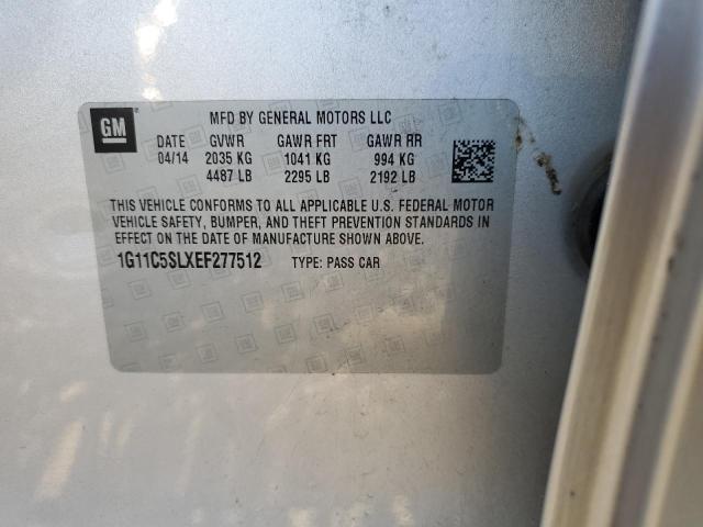 1G11C5SLXEF277512 - 2014 CHEVROLET MALIBU 1LT 银色 照片 12