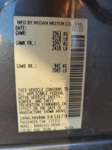 1N4BL4BV8NN345079 - 2022 NISSAN ALTIMA S GRAY photo 13