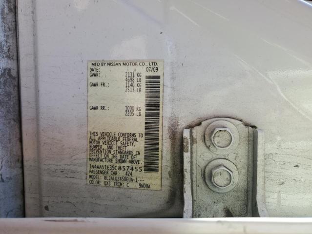 1N4AA51E39C857455 - 2009 NISSAN MAXIMA S WHITE photo 12