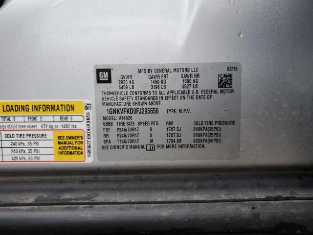 1GNKVFKD0FJ295656 - 2015 CHEVROLET TRAVERSE LS SILVER photo 12