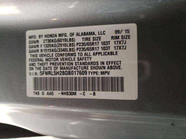 5FNRL5H28GB017609 - 2016 HONDA ODYSSEY LX SILVER photo 13