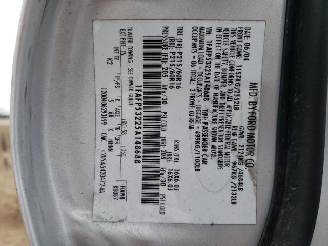 1FAFP53225A148688 - 2005 FORD TAURUS SE SILVER photo 12