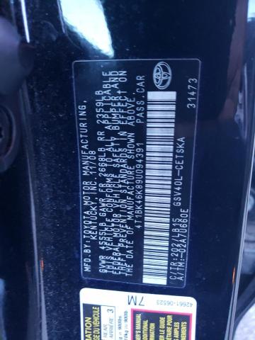 4T1BK46K89U094391 - 2009 TOYOTA CAMRY SE BLACK photo 12