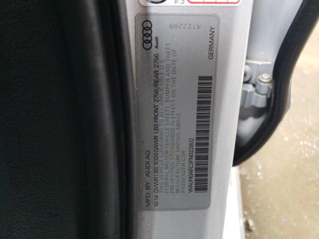 WAUHGAFC3FN022802 - 2015 AUDI A6 PRESTIGE ვერცხლისფერი ფოტო 12