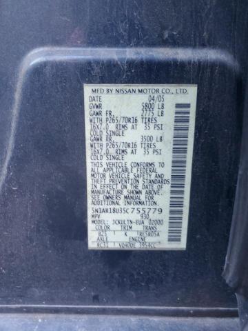 5N1AR18U35C755779 - 2005 NISSAN PATHFINDER LE 石墨色 照片 12