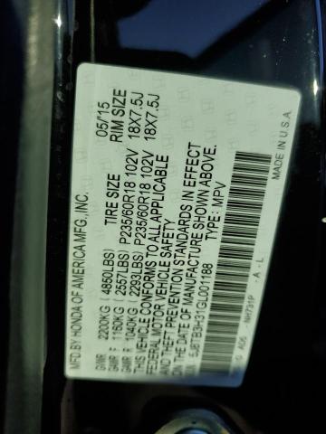 5J8TB3H31GL001188 - 2016 ACURA RDX BLACK photo 12