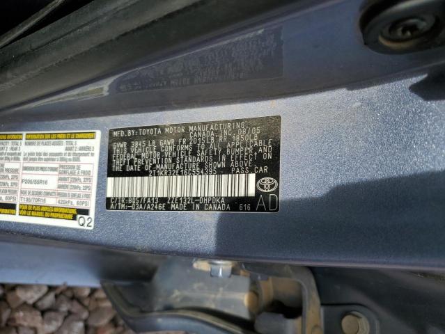 2T1KR32E16C554395 - 2006 TOYOTA COROLLA MA XR BLUE photo 12