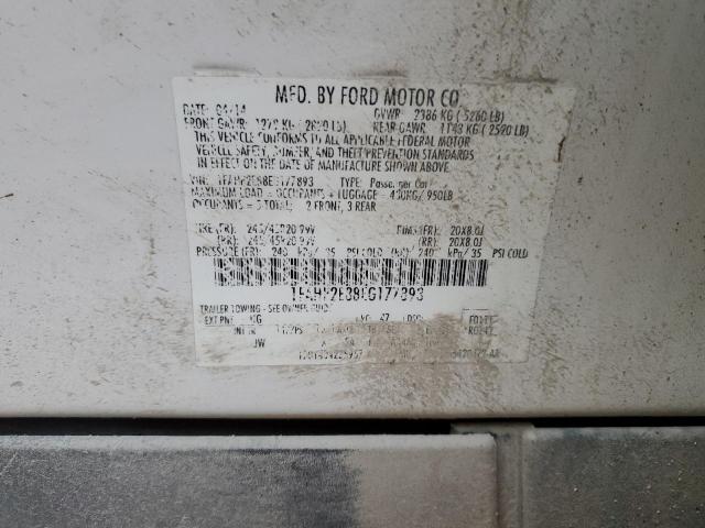 1FAHP2E88EG177893 - 2014 FORD TAURUS SEL WHITE photo 12