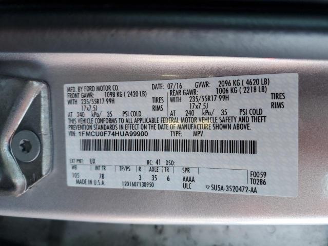 1FMCU0F74HUA99900 - 2017 FORD ESCAPE S GRAY photo 13