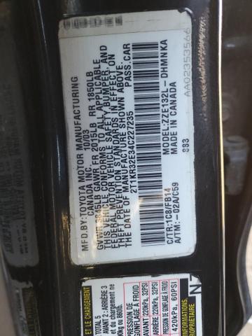 2T1KR32E34C227235 - 2004 TOYOTA COROLLA MA XR BLACK photo 12