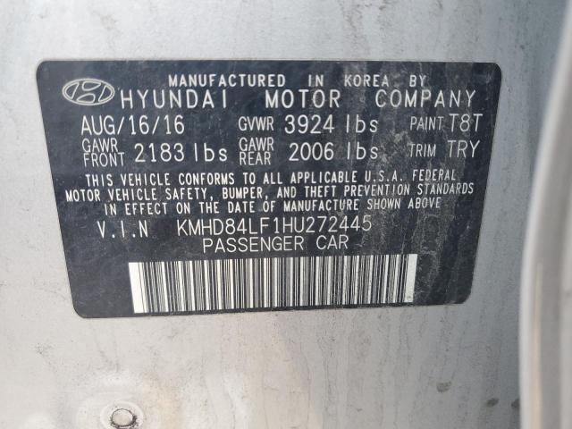 KMHD84LF1HU272445 - 2017 HYUNDAI ELANTRA SE SILVER photo 13