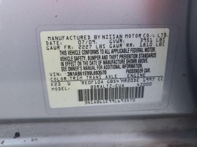 3N1AB61E99L693570 - 2009 NISSAN SENTRA 2.0 SILVER photo 12