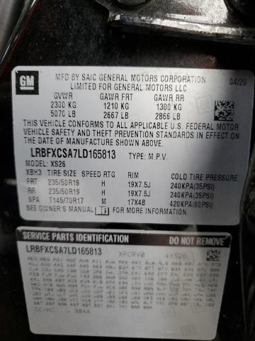 LRBFXCSA7LD165813 - 2020 BUICK ENVISION ESSENCE BLACK photo 13