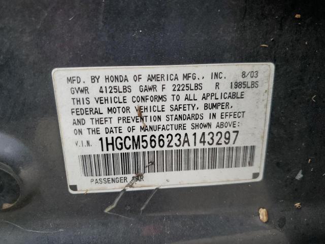 1HGCM56623A143297 - 2003 HONDA ACCORD EX GRAY photo 12