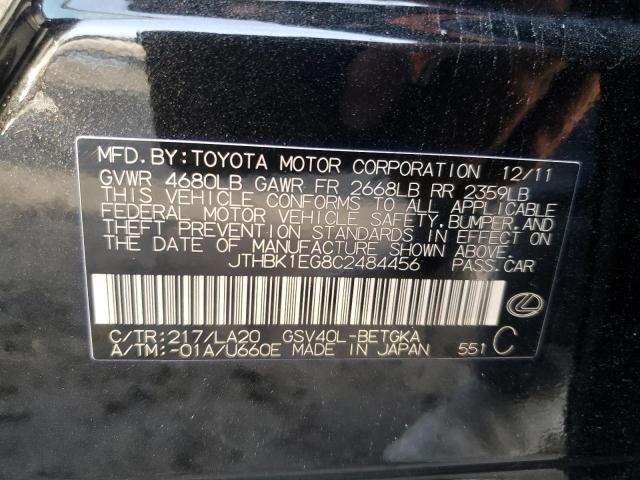 JTHBK1EG8C2484456 - 2012 LEXUS ES 350 BLACK photo 12