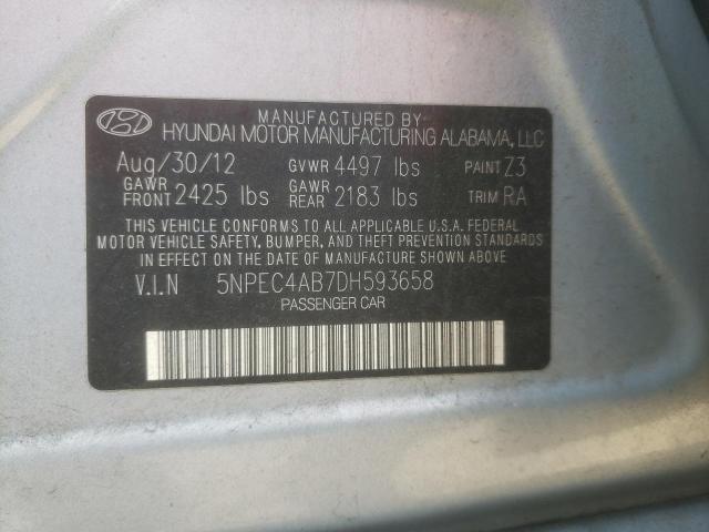 5NPEC4AB7DH593658 - 2013 HYUNDAI SONATA SE SILVER photo 12