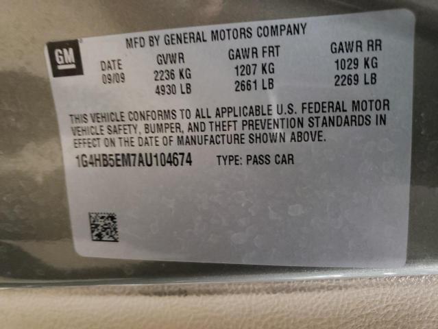 1G4HB5EM7AU104674 - 2010 BUICK LUCERNE CX GRAY photo 12