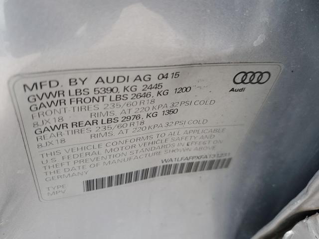 WA1LFAFPXFA131231 - 2015 AUDI Q5 PREMIUM PLUS SILVER photo 12