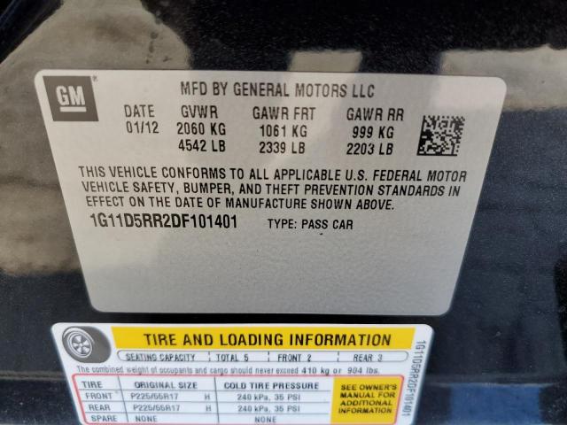 1G11D5RR2DF101401 - 2013 CHEVROLET MALIBU 1LT 黑色 照片 12