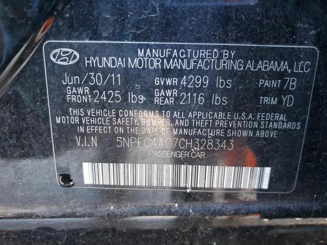 5NPEC4AC7CH328343 - 2012 HYUNDAI SONATA SE BLACK photo 12