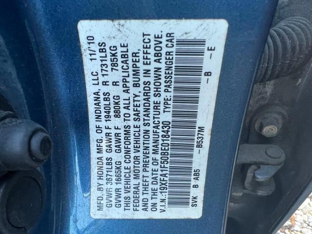 19XFA1F50BE018430 - 2011 HONDA CIVIC LX BLUE photo 10