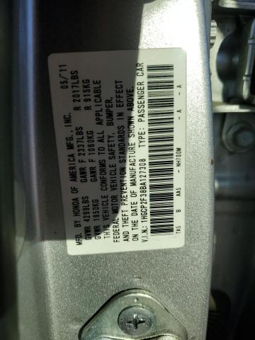 1HGCP2F38BA127308 - 2011 HONDA ACCORD LX SILVER photo 12