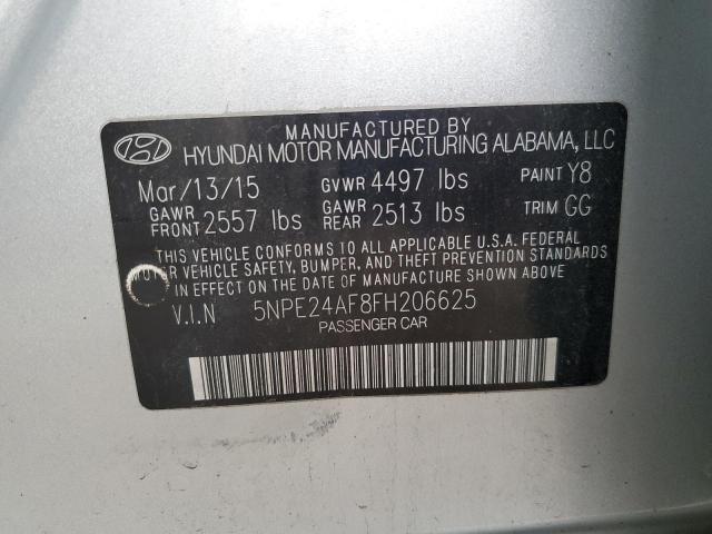 5NPE24AF8FH206625 - 2015 HYUNDAI SONATA SE SILVER photo 12