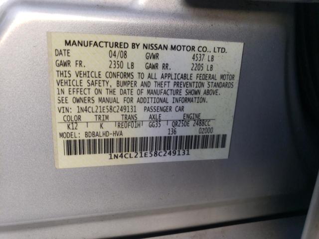 1N4CL21E58C249131 - 2008 NISSAN ALTIMA HYBRID SILVER photo 12