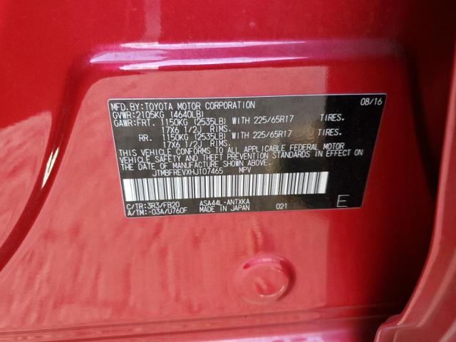 JTMBFREVXHJ107465 - 2017 TOYOTA RAV4 LE RED photo 13