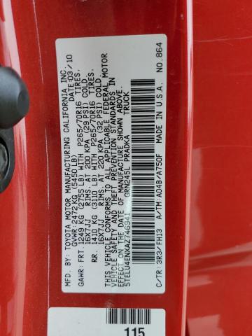 5TELU4ENXAZ746941 - 2010 TOYOTA TACOMA DOUBLE CAB RED photo 13