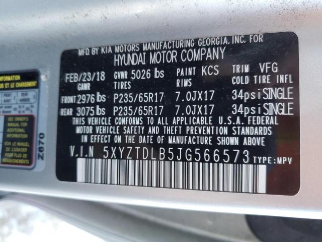 5XYZTDLB5JG566573 - 2018 HYUNDAI SANTA FE S SILVER photo 12