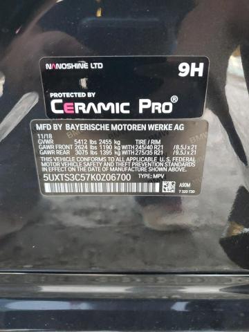 5UXTS3C57K0Z06700 - 2019 BMW X3 XDRIVEM40I Siyah fotoğraf 12