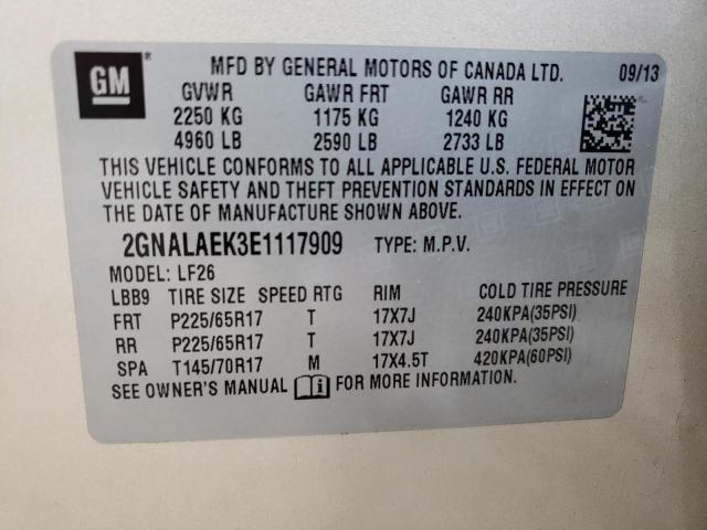 2GNALAEK3E1117909 - 2014 CHEVROLET EQUINOX LS BEIGE photo 13