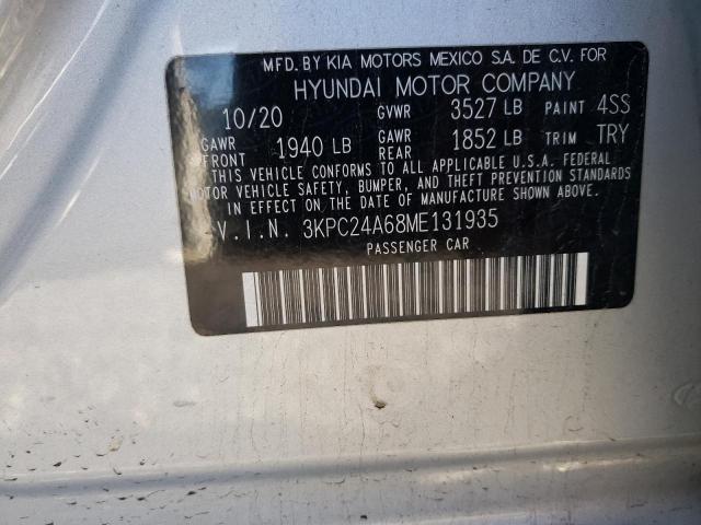 3KPC24A68ME131935 - 2021 HYUNDAI ACCENT SE SILVER photo 12