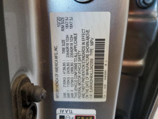 5J6RW2H8XLL042359 - 2020 HONDA CR-V EXL SILVER photo 14