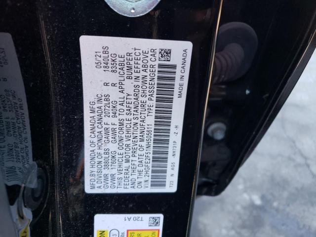 2HGFE2F51NH505611 - 2022 HONDA CIVIC SPORT 黑色 照片 12