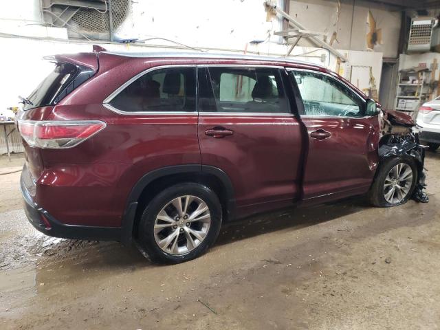 5TDJKRFH7ES005572 - 2014 TOYOTA HIGHLANDER XLE MAROON photo 3